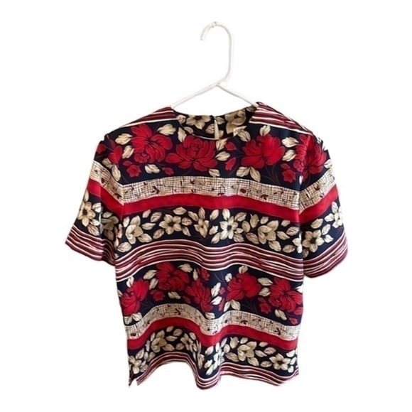 Allison Daley floral blouse size small blue red cream - Picture 1 of 6